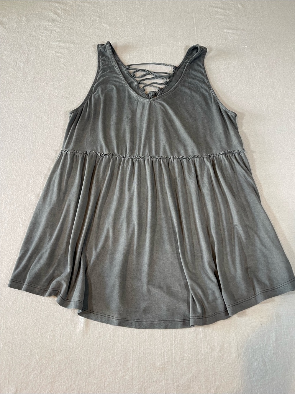 Torrid Super Soft Knits Gray Lace-Up Back Swing Tank